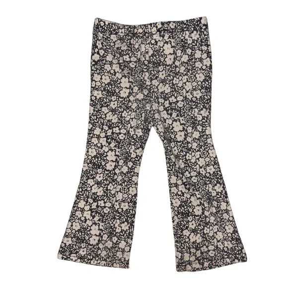 DKNY Girl’s 2T - Black & Cream Floral Flare Leggings - Picture 4 of 4